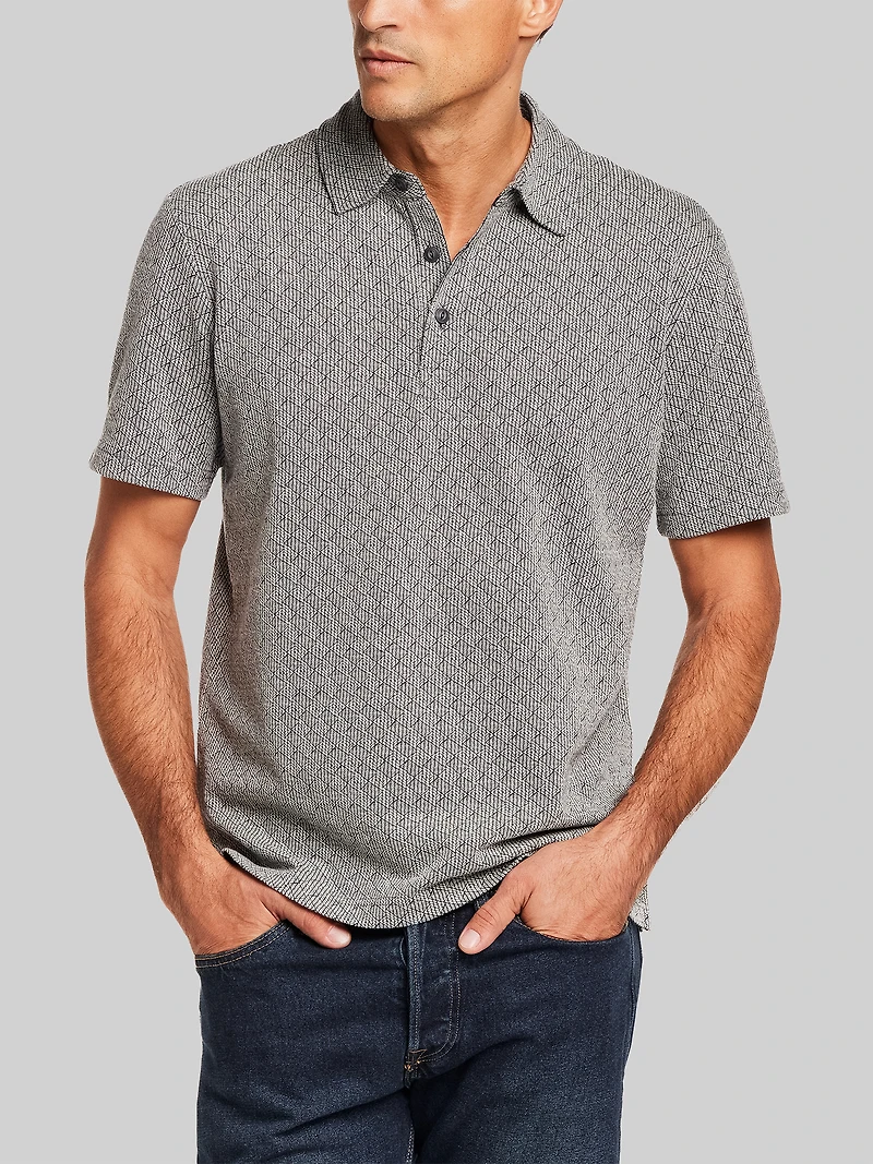 Regular Fit Diamond Jacquard Short Sleeve Polo