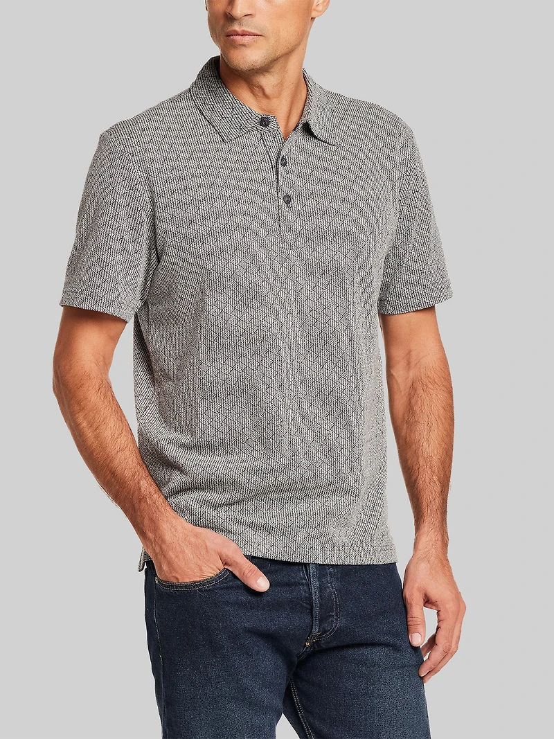 Regular Fit Diamond Jacquard Short Sleeve Polo