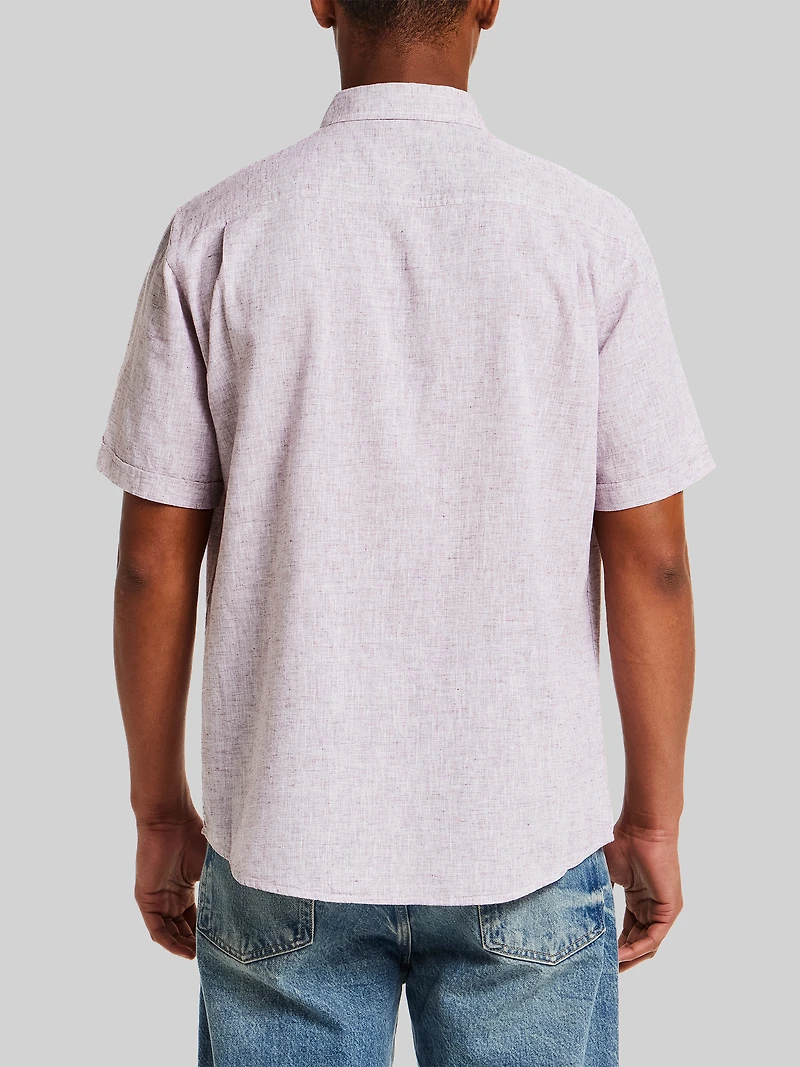 Regular Fit Mixy Solid Woven Short Sleeve Shirt