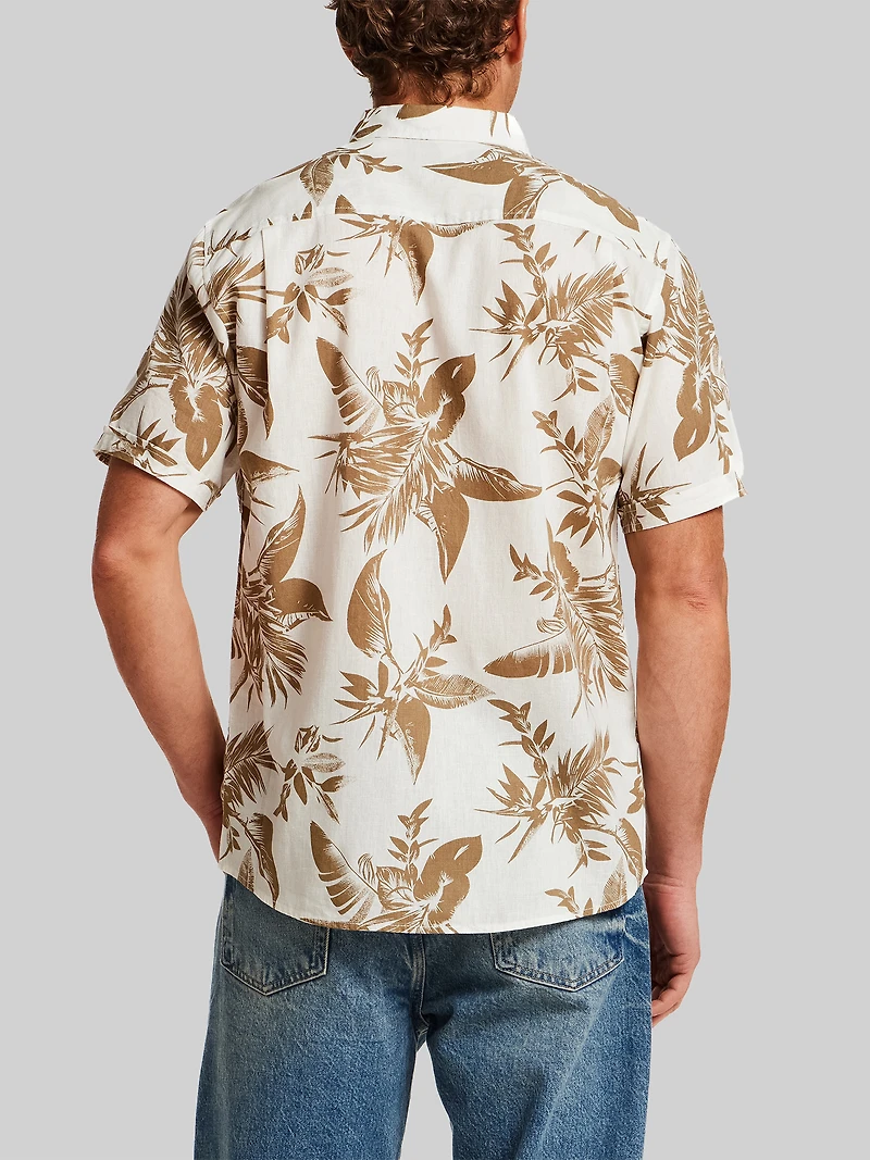 Regular Fit Artistic Floral Short Sleeve Button Up Shirt