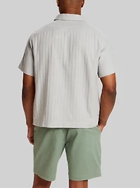 Regular Fit Herringbone Woven Short Sleeve Shirt