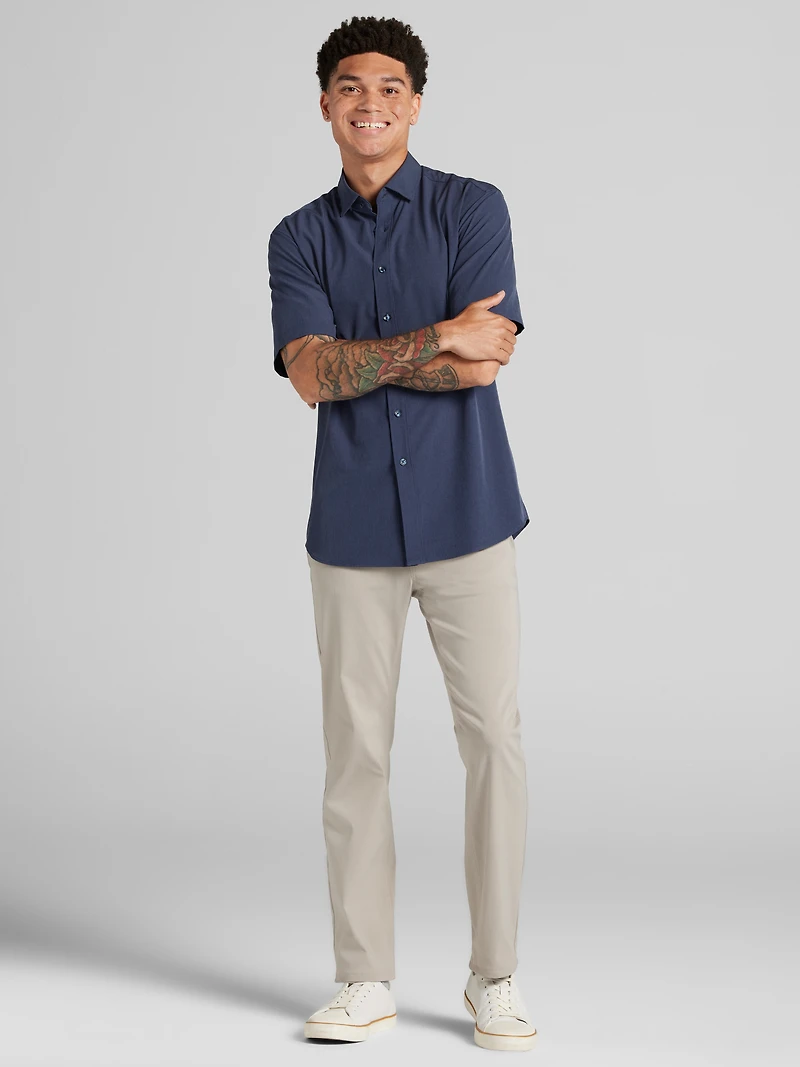 Modern Fit Short Sleeve 4-Way Stretch Button Up Shirt