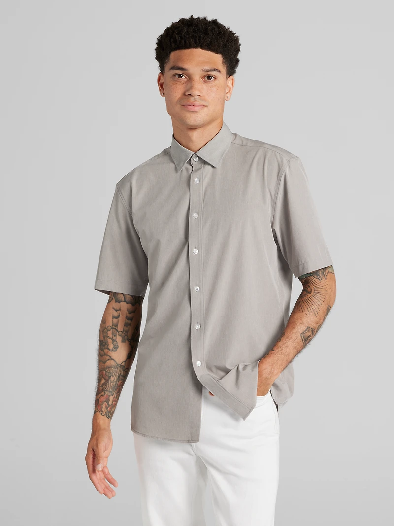 Modern Fit Short Sleeve 4-Way Stretch Button Up Shirt