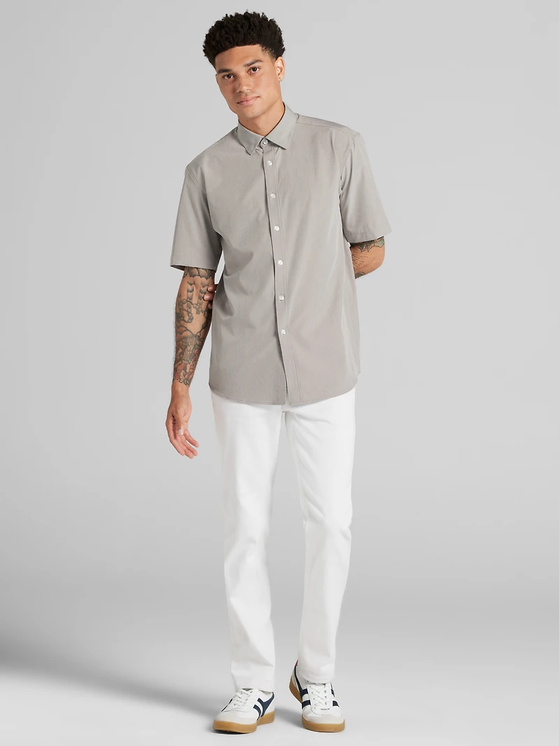 Modern Fit Short Sleeve 4-Way Stretch Button Up Shirt