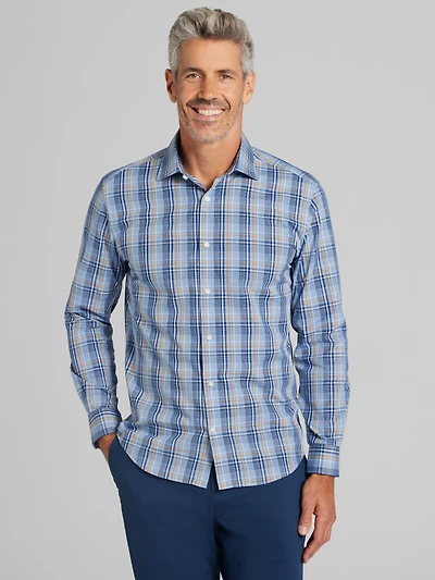 Modern Fit Plaid Button Up Shirt