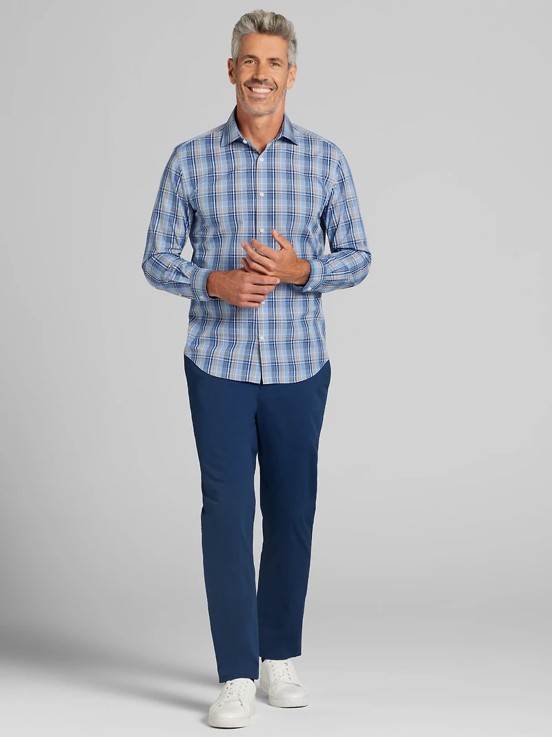 Modern Fit Plaid Button Up Shirt