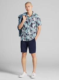 Modern Fit Linen Blend Short Sleeve Camp Shirt