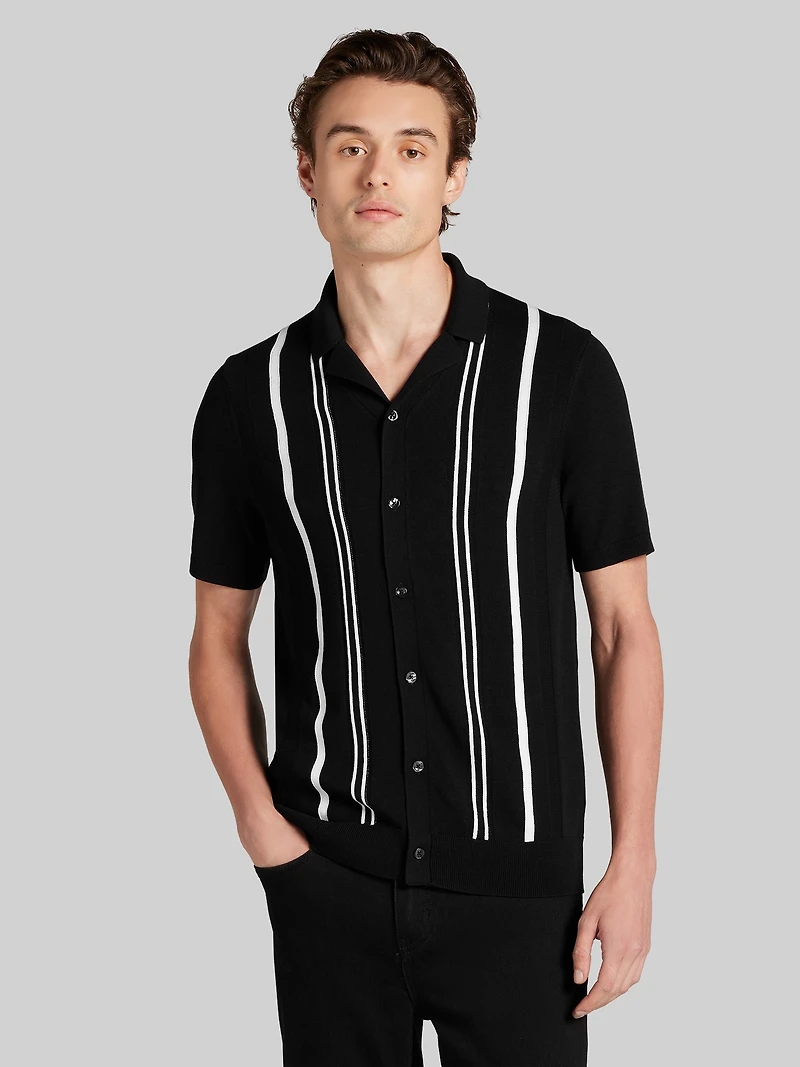 Short Sleeve Button Front Sweater