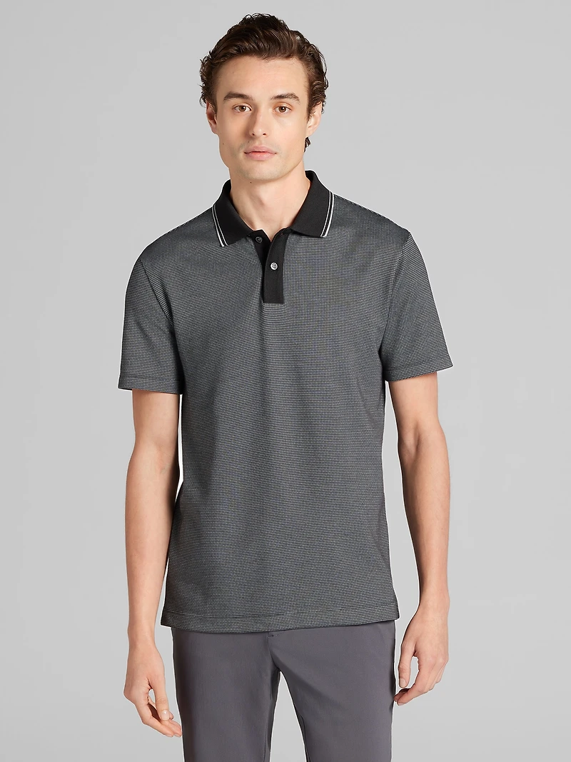 Slim Fit Grid Jacquard Polo