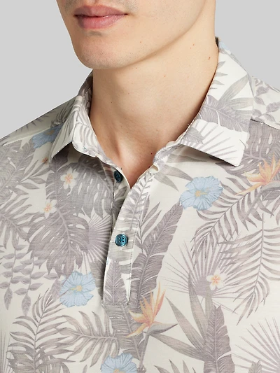 Modern Fit Tropical Print Resort Polo