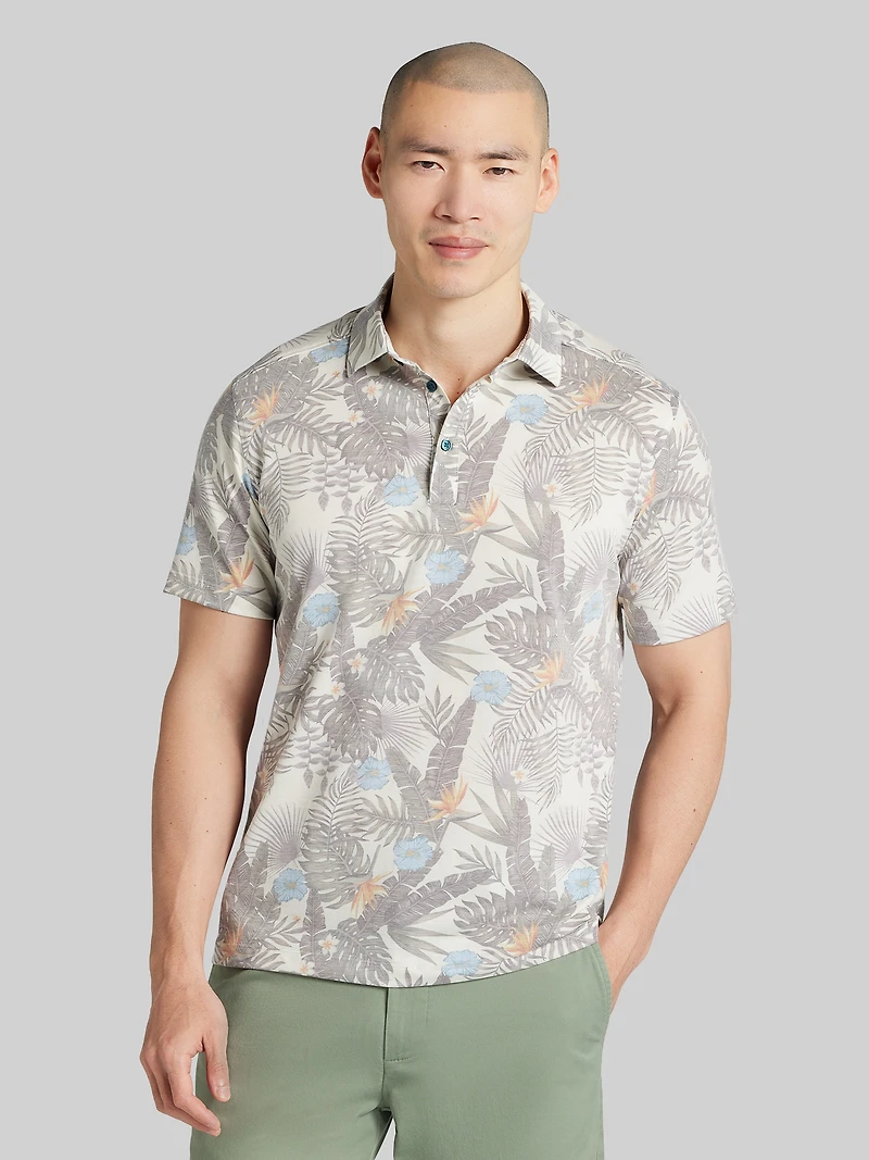 Modern Fit Tropical Print Resort Polo