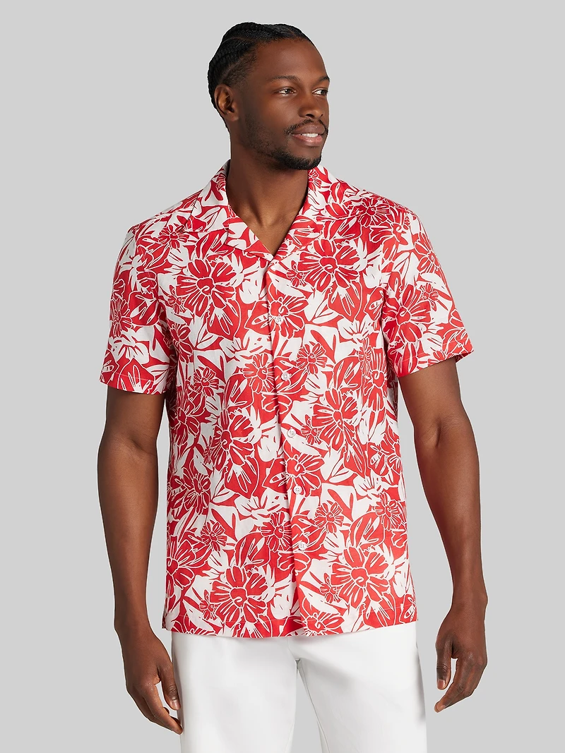 Modern Fit 100% Linen Short Sleeve Camp Shirt