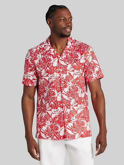 Modern Fit 100% Linen Short Sleeve Camp Shirt