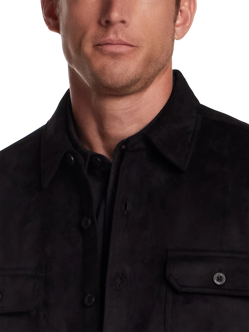 Unlined Faux Suede Shirt Jacket