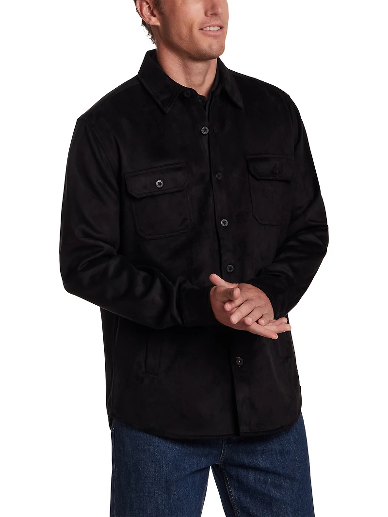 Unlined Faux Suede Shirt Jacket