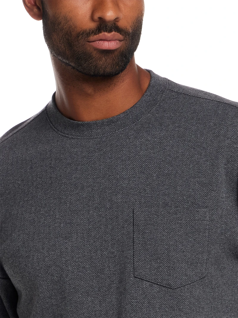 Regular Fit Brushed Herringbone Crewneck Pullover
