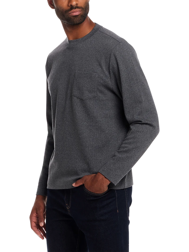 Regular Fit Brushed Herringbone Crewneck Pullover