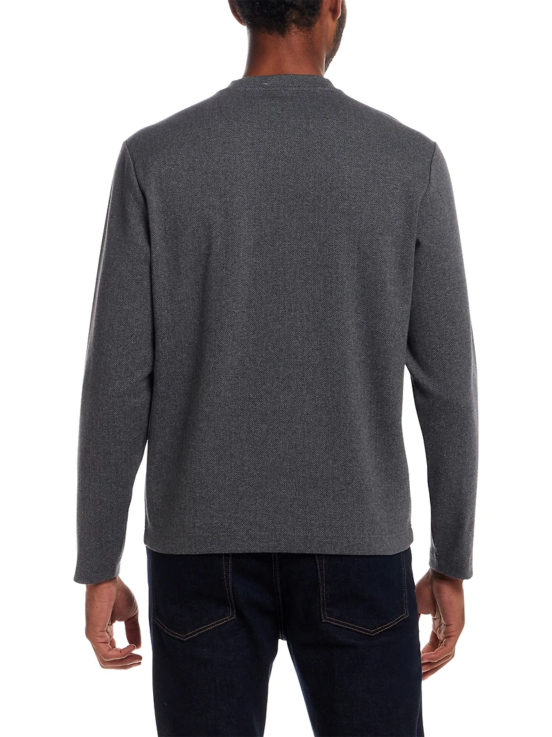 Regular Fit Brushed Herringbone Crewneck Pullover