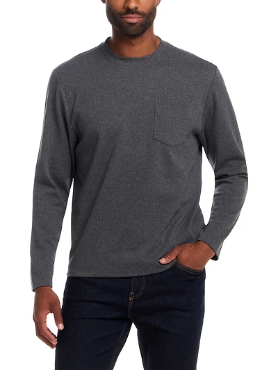 Brushed Herringbone Crewneck Pullover