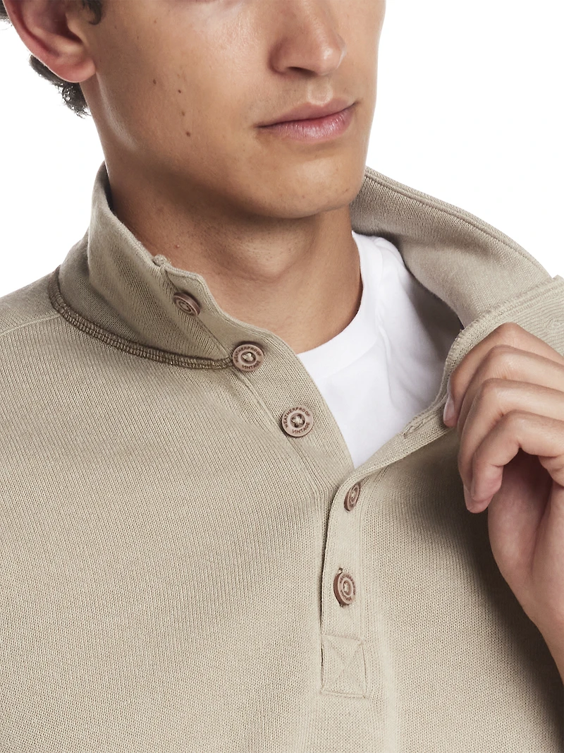Mock Neck Quarter Button Sweaterfleece