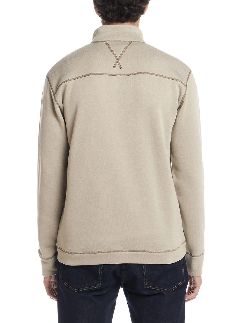Mock Neck Quarter Button Sweaterfleece