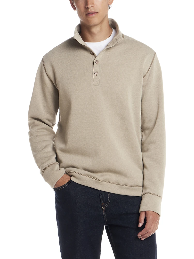 Mock Neck Quarter Button Sweaterfleece