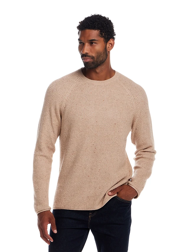 Regular Fit Waffle Donegal Crewneck Pullover