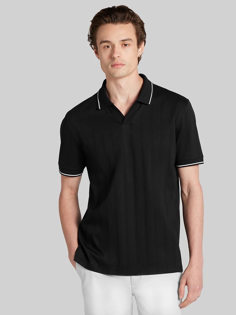 Modern Fit 100% Cotton Johnny Collar Polo