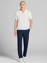 Linen Blend Camp Collar Polo Sweater