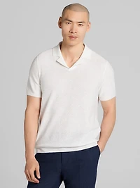 Camp Collar Linen Blend Polo Sweater