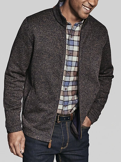 Marled Rib Full Zip Sweater