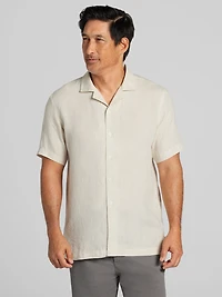 Modern Fit 100% Linen Short Sleeve Camp Shirt