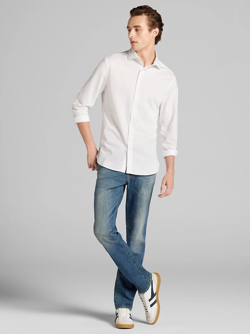 Modern Fit Knit Button Up Shirt