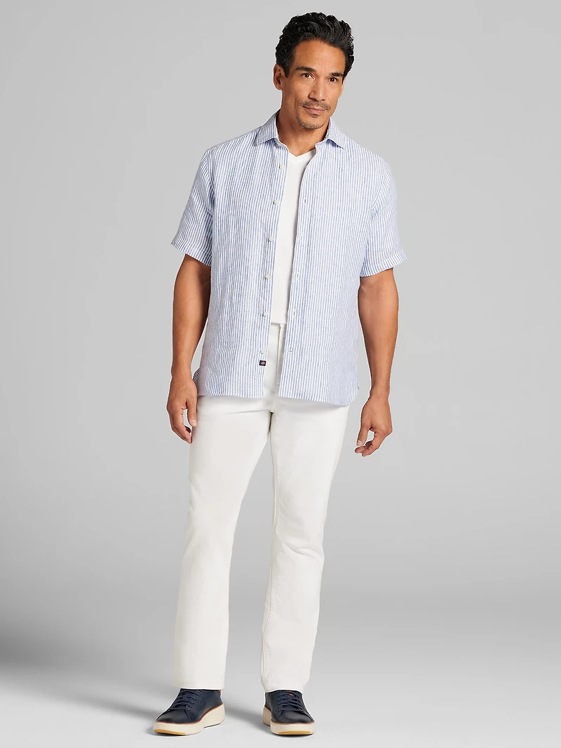 Modern Fit Short Sleeve Linen Button Up Shirt