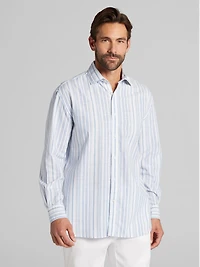 Classic Fit Variegated Stripe Button Up Shirt