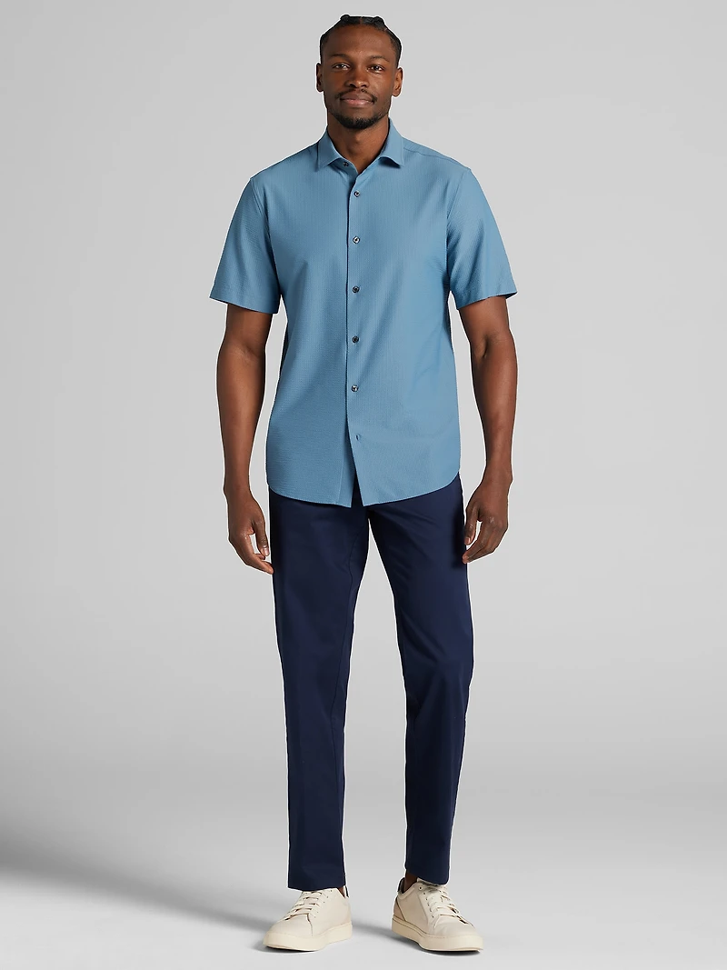 CHILLFLEX Modern Fit Short Sleeve 4-Way Stretch Button Up Shirt