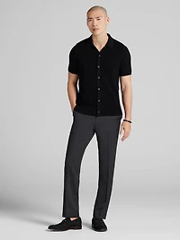 Textured Short Sleeve Polo Sweater