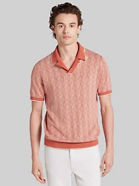 Modern Fit Jacquard Camp Collar Polo Sweater