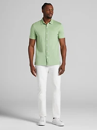 Modern Fit Cotton Modal Short Sleeve Button Up Shirt