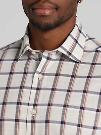 Slim Fit Ombre Plaid Woven Button Up Shirt