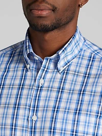 Modern Fit Plaid Short Sleeve Button Up Shirt