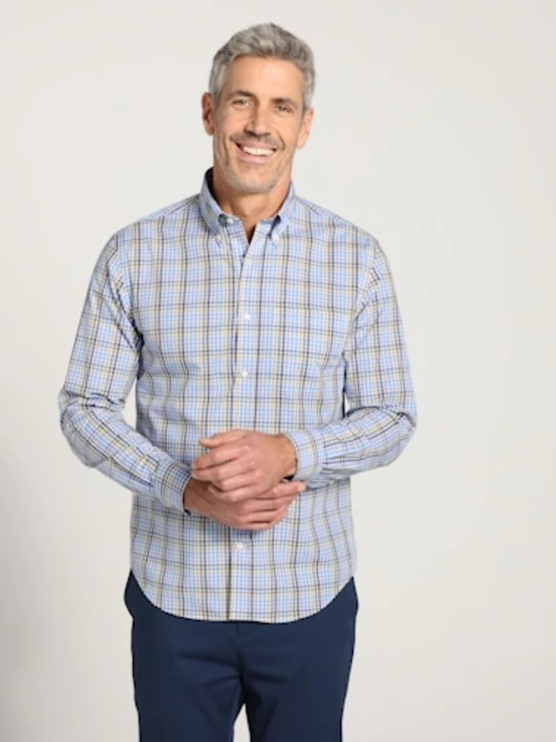 Modern Fit Check Button Up Shirt