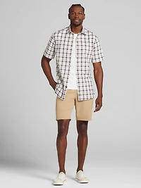 Modern Fit Woven Plaid Short Sleeve Button Up Shirt