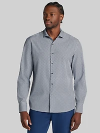 Modern Fit Mini Geo Woven 4‑Way Stretch Button Up Shirt