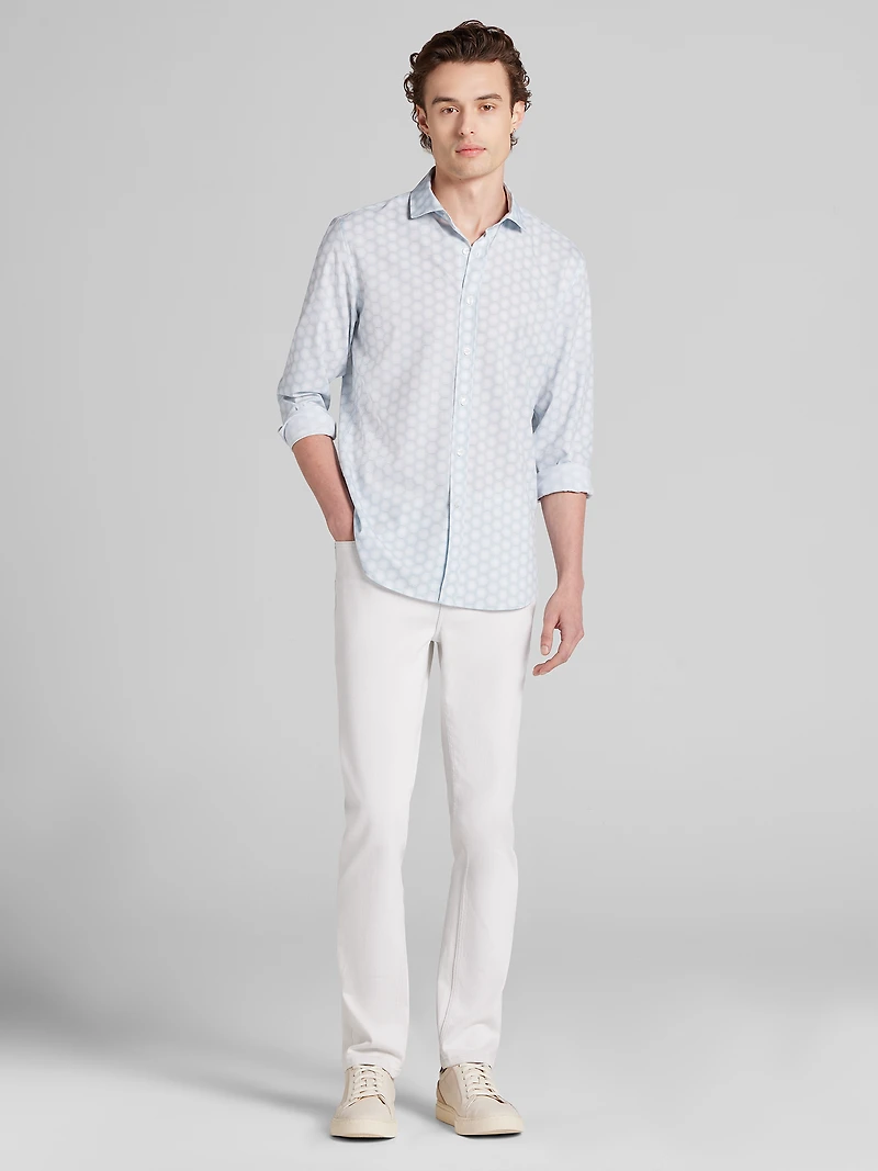 Slim Fit Modern Floral Woven 4‑Way Stretch Button Up Shirt
