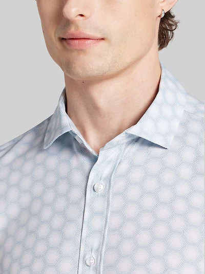 Slim Fit Modern Floral Woven 4‑Way Stretch Button Up Shirt