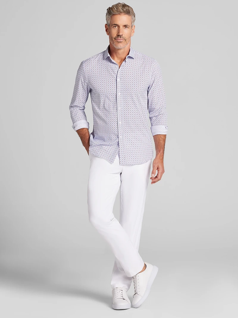Modern Fit Triangle Geometric Button-Up Shirt