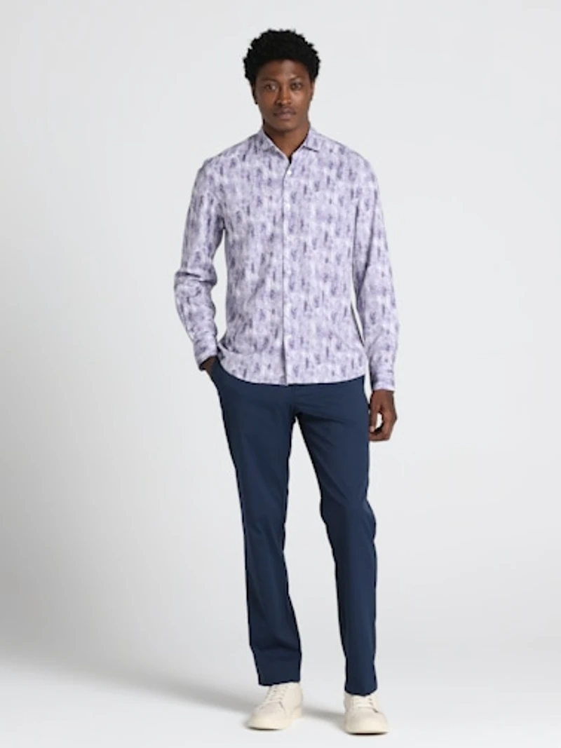 Modern Fit Brush Stroke Print Woven Shirt