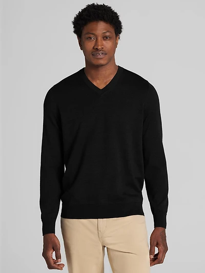 Merino Wool Blend V-Neck Sweater