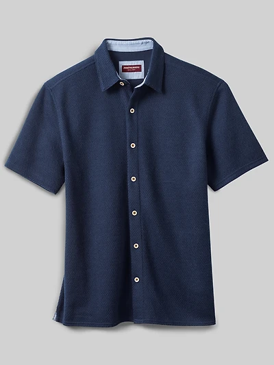 Regular Fit Linden Textured Short Sleeve Button Up Shirt